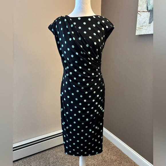 Connected Apparel Black and mint Asymmetrical Midi Dress - Picture 1 of 5